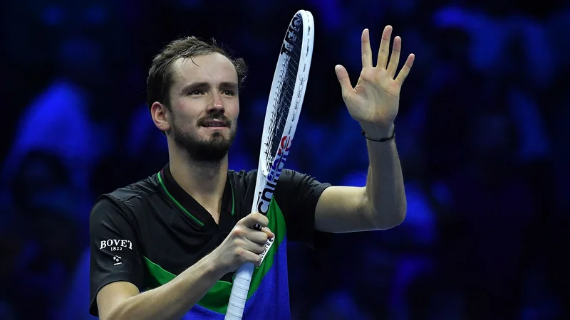 Fotografija: Danil Medvedjev je leta 2020 že slavil na zaključnem turnirju ATP, letos je prvi polfinalist. FOTO: Tiziana Fabi/AFP