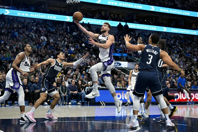 Domantas Sabonis je bil nerešljiva uganka za Teksašane. FOTO: Jerome Miron/USA Today Sports Via Reuters Con