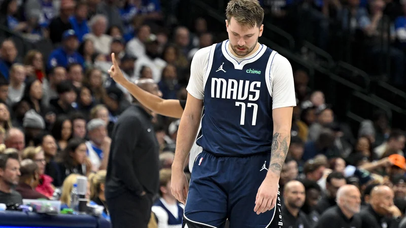 Fotografija: Ob povratku na domači parket v Dallasu je bil Dončić precej slabe volje. FOTO: Jerome Miron/USA Today Sports