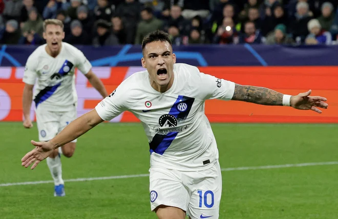 Lautaro Martinez je tudi brez Romeluja Lukakuja zelo razpoložen. FOTO: Leonhard Foeger/Reuters