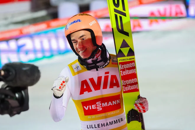 Avstrijcu Stefanu Kraftu se je najbolj smejalo tudi po današnjih kvalifikacijah v Lillehammerju. FOTO: Geir Olsen/AFP