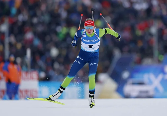 Anamarija Lampič je odlično tekla in slabše streljala. FOTO: Lisa Leutner/Reuters