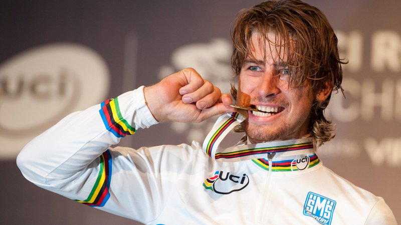 Fotografija: Peter Sagan je tri leta nosil čislano mavrično majico svetovnega prvaka. FOTO: Andrew P. Scott/Reuters