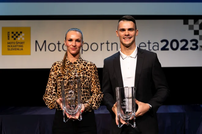 Tjaša Fifer in Tim Gajser sta bila znova najboljša motošportnika v Sloveniji. FOTO: Foto Damjan Končar/AMZS