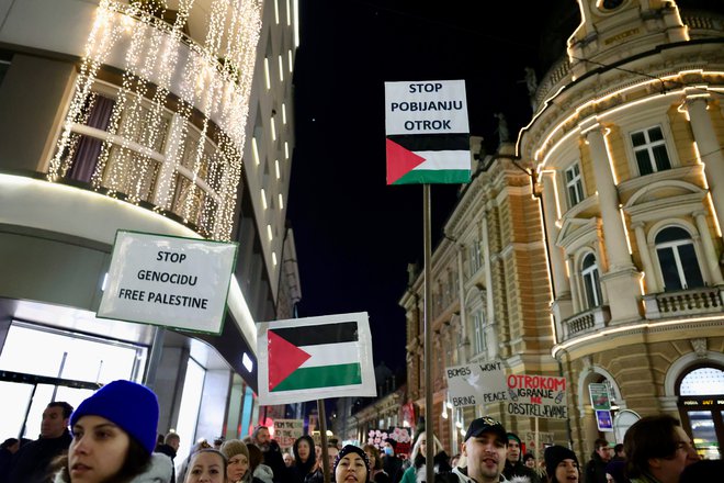 Shod v podporo Palestini. FOTO: Črt Piksi