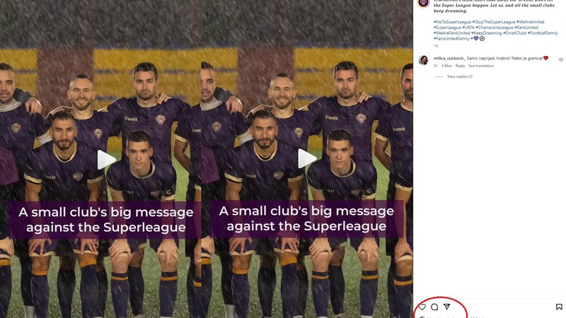 Fotografija: Zanimivo objavo Črnogorcev je všečkal tudi portugalski nogometni zvezdnik Cristiano Ronaldo. FOTO: Instagram