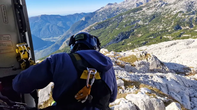 Iskalna akcija za pogrešanim Nemcem na območju Rombona. FOTO: PU Nova Gorica