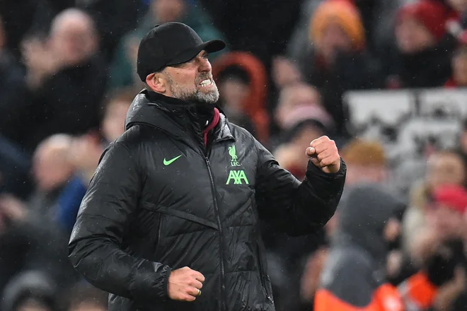 Jürgen Klopp je med praznovanjem zmage izgubil prstan. FOTO: Peter Powell/AFP