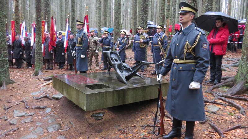 Fotografija: Pripadniki Slovenske vojske vsako leto izkažejo spoštovanje padlim Pohorcem za svobodo. FOTO: Bojan Rajšek/Delo