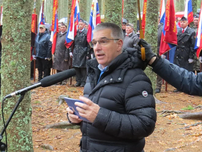 Predsednik državnega sveta Marko Lotrič: »Borci Pohorskega bataljona so verjeli v svobodo in verjeli so v prihodnost«. FOTO: Bojan Rajšek/Delo