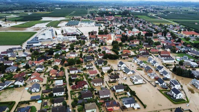 Poplavljene Petrovče v občini Žalec. FOTO: Ks Petrovče