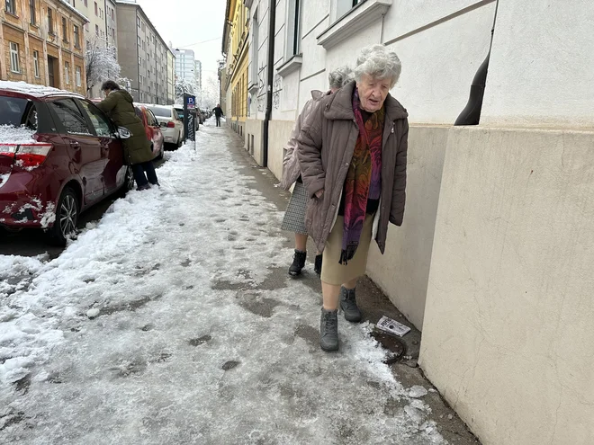 Danes popoldne vsi pločniki vendarle še niso bili prav zlahka prehodni. FOTO: Simona Bandur