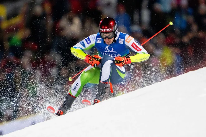 Žan Kranjec se je v Schladmingu izkazal s tretjim mestom. FOTO: Georg Hochmuth/AFP