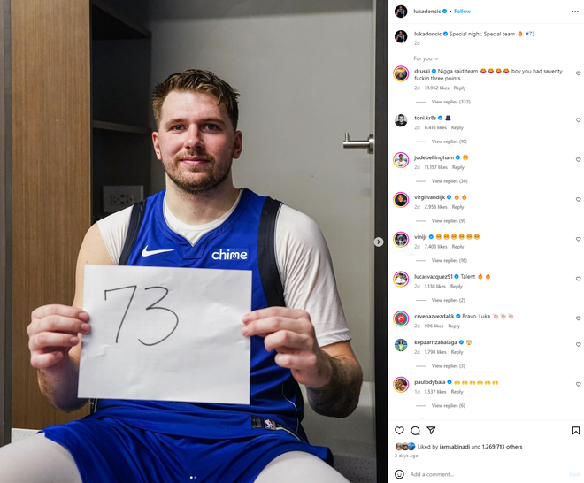 Luka Dončić FOTO: Instagram