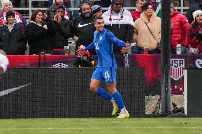 Nejc Gradišar je pred kratkim zabil zmagoviti gol za Slovenijo proti ZDA. FOTO: Daniel Dunn/Usa Today Sports