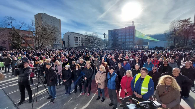 Protest v Velenju. FOTO: Blaž Samec/Delo