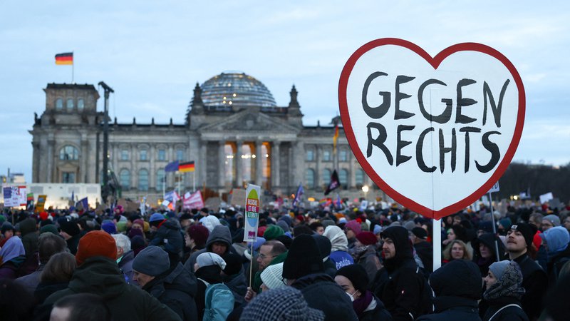 Fotografija: Protesti proti skrajni desnici v Nemčiji FOTO: Christian Mang/AFP
