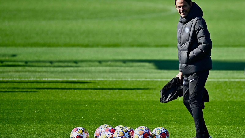 Fotografija: Interjev trener Simone Inzaghi je zasnoval taktiko za napad na Atletico Madrid. FOTO: Gabriel Bouys/AFP