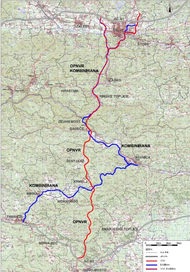 Rešitve optimizirane in kombinirane trase tretje razvojne osi v srednjem delu. FOTO: občina Laško