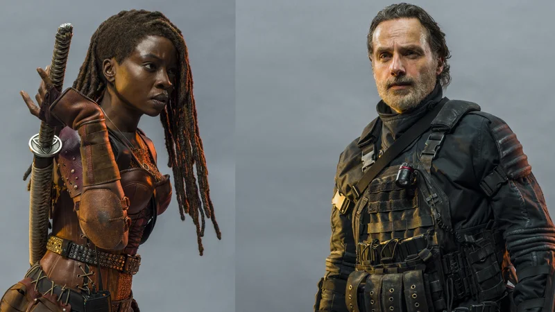 Danai Gurira kot Michonne in Andrew Jackson kot Rick. Foto James Dimmock/AMC