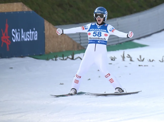 Avstrijka Eva Pinkelnig je imela spet razlog za veselje. FOTO: Barbara Gindl/AFP