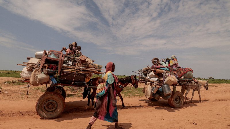 Fotografija: Begunci bežijo po presušeni deželi. Prizor bi lahko bil iz kateregakoli dela Sahela, čeprav je ta z meje med sudansko pokrajino Darfur in Čadom. FOTO: Zohra Bensemra/Reuters