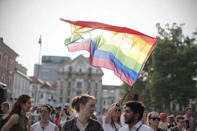 V devetdesetih letih je okrog 60 odstotkov državljanov trdilo, da nočejo imeti homoseksualca za soseda. Delež se je zdaj zmanjšal na 20 odstotkov. Na fotografiji parada ponosa leta 2021. FOTO: Uroš Hočevar