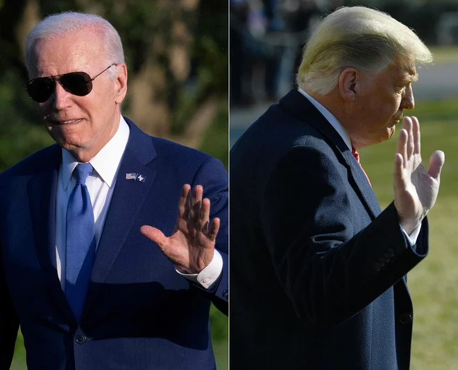 Vse kaže, da se bosta za Belo hišo spet spopadla Joe Biden in Donald Trump. Foto Jim Watson/Afp