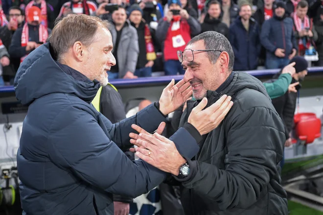 Trenerja Bayerna in Lazia Thomas Tuchel in Maurizio Sarri. FOTO: Kirill Kudryavtsev/AFP