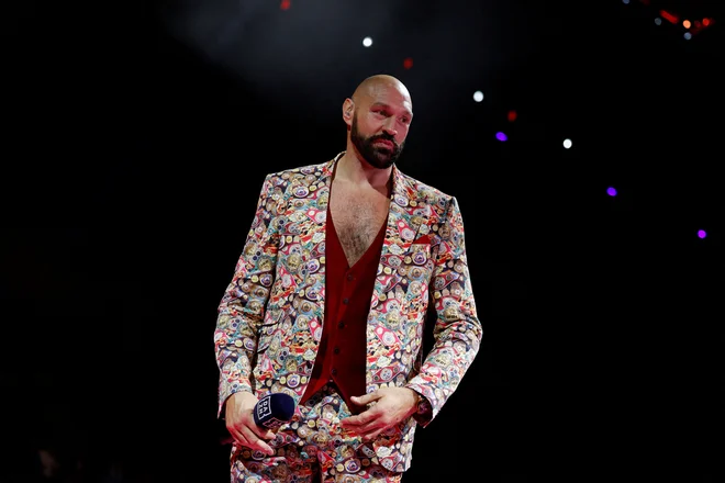 Tyson Fury je v kraljevi dvorani v Riadu kljub vsemu požel največ pozornosti. FOTO: Andrew Couldridge/Reuters