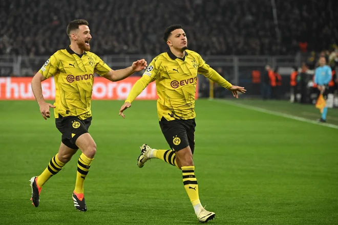 Jadon Sancho se je takole veselil gola. FOTO: Ina Fassbender/AFP