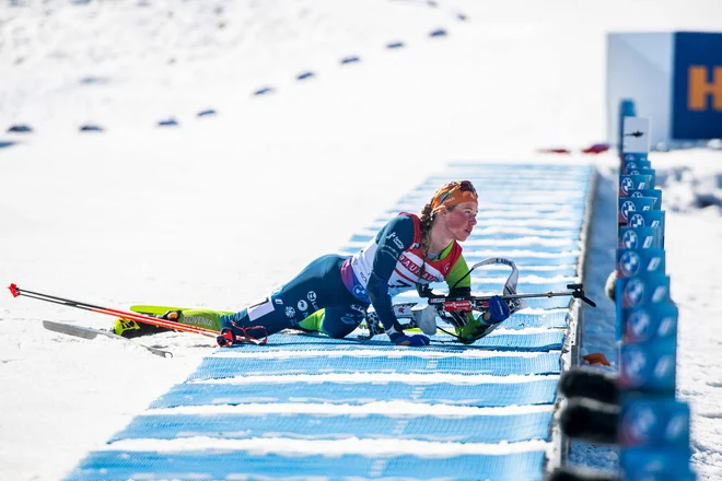 Anamarija Lampič si je tokrat pritekla in pristreljala deveto mesto. FOTO: Isaac Hale/AFP