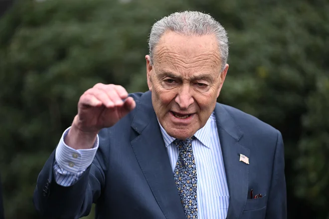 Voditelj demokratske večine v ameriškem senatu Chuck Schumer. FOTO: Jim Watson/AFP