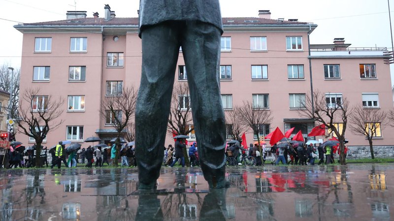 Fotografija: Protest proti Natu v Ljubljani. FOTO: Črt Piksi