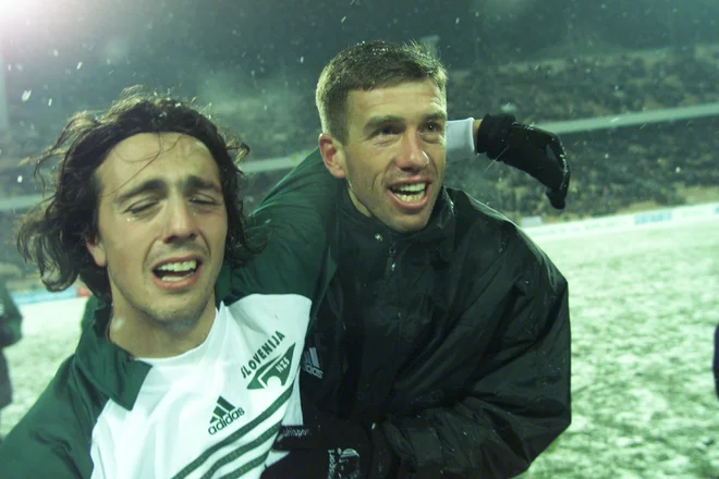 Srečko Katanec in Zlatko Zahović med slavjem v Kijevu
FOTO: Igor Zaplatil
