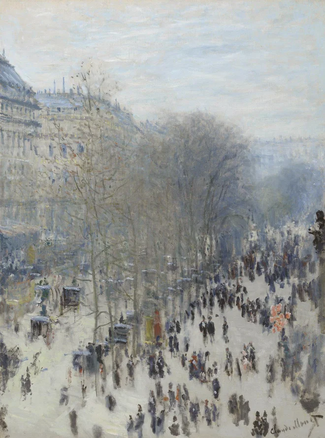 Boulevard des Capucines, kot ga je Claude Monet leta 1873 upodobil iz Nadarjevega ateljeja. Hrani Muzej Nelson-Atkins v Kansas Cityju. FOTO: Wikipedia