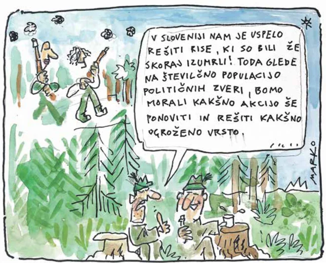 Gremo do konca. KARIKATURA: Marko Kočevar