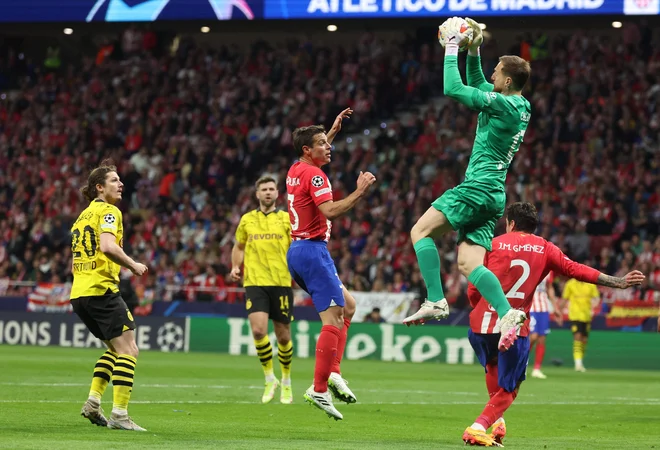 Jan Oblak v eni od akcij. FOTO: Pierre-philippe Marcou/AFP