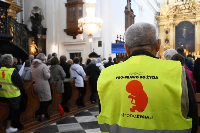 Nasprotniki splava so se zbrali pred parlamentom in uprizorili pohod skozi Varšavo. FOTO: Sergei Gapon/Afp