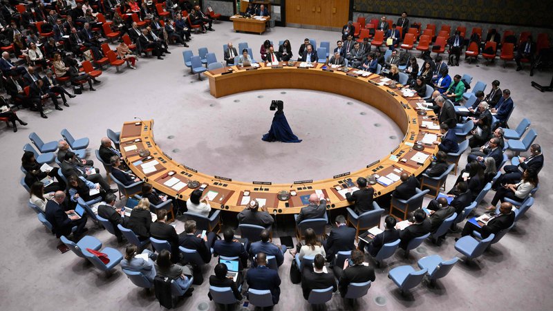 Fotografija: Današnje zasedanje Varnostnega sveta ZN v New Yorku. FOTO: Angela Weiss/AFP