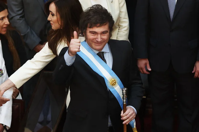 Javier Milei je oblast v južnoameriški velikanki prevzel konec lanskega leta. FOTO: Alejandro Pagni/AFP