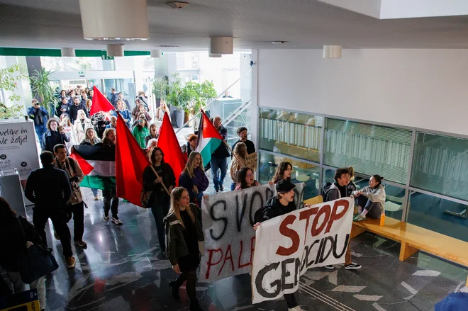 Protest za Palestino na FDV. FOTO: Črt Piksi