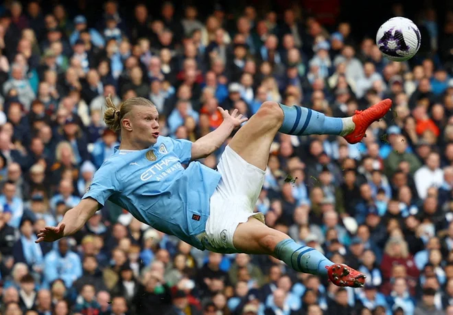 Erling Haaland bo ta konec tedna v pogonu na Craven Cottageu. FOTO: Lee Smith/Reuters