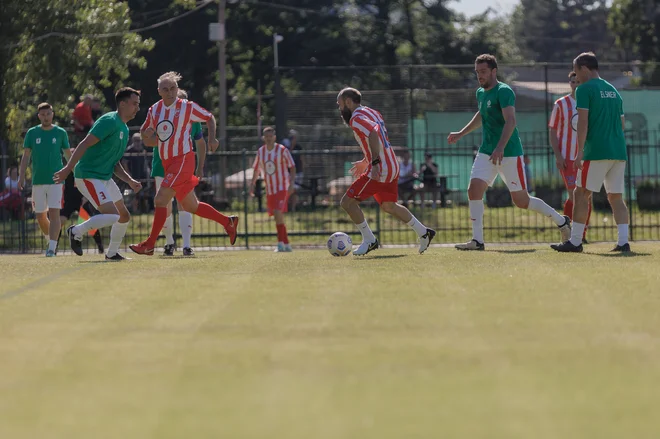 Več sto gledalcev je uživalo v predstavi legend Olimpije, Slovana in Crvene zvezde. FOTO: Črt Piksi