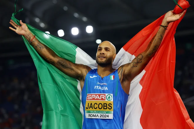 Marcell Jacobs znova stopa po šampionski poti. Foto Manon Cruz/Reuters