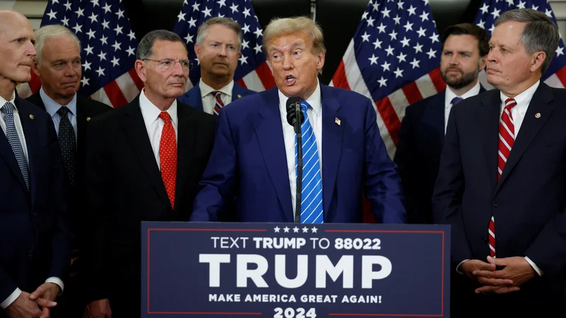 Donald Trump je napovedal izgon več milijonov migrantov, če se bo vrnii v Belo hišo. FOTO: Evelyn Hockstein/Reuters