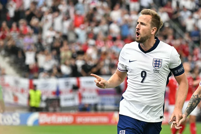 Vodilni adut angleške vrste Harry Kane se je spet hitro izkazal z golom. FOTO: Javier Soriano/AFP