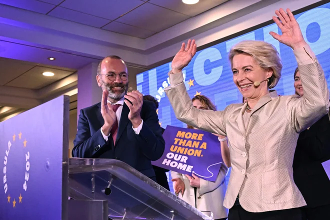 Zagovarjanje Evropske unije, podpiranje Ukrajine v obrambi pred rusko agresijo in spoštovanje vladavine prava, so bili trije pogoji, ki jih je Ursula von der Leyen pred volitvami postavila strankam z desnice za prihodnje sodelovanje. FOTO: John Thys/AFP