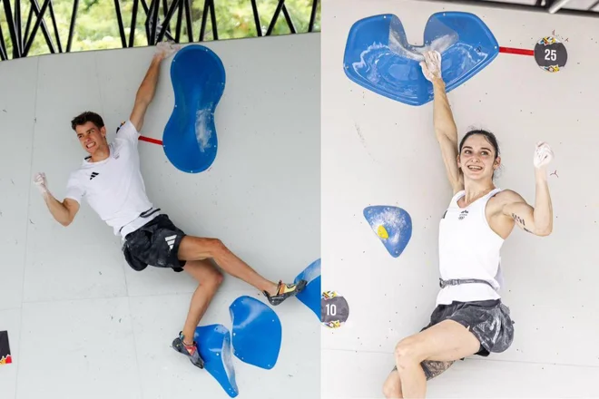 Luka Potočar in Mia Krampl sta si priplezala olimpijske igre. FOTO: Lena Drapella, Vladek Žumr