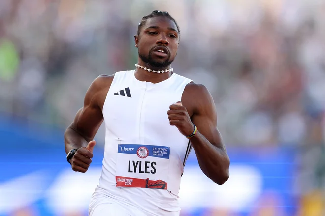 Noah Lyles je slavil novo zmago. FOTO: Patrick Smith/AFP